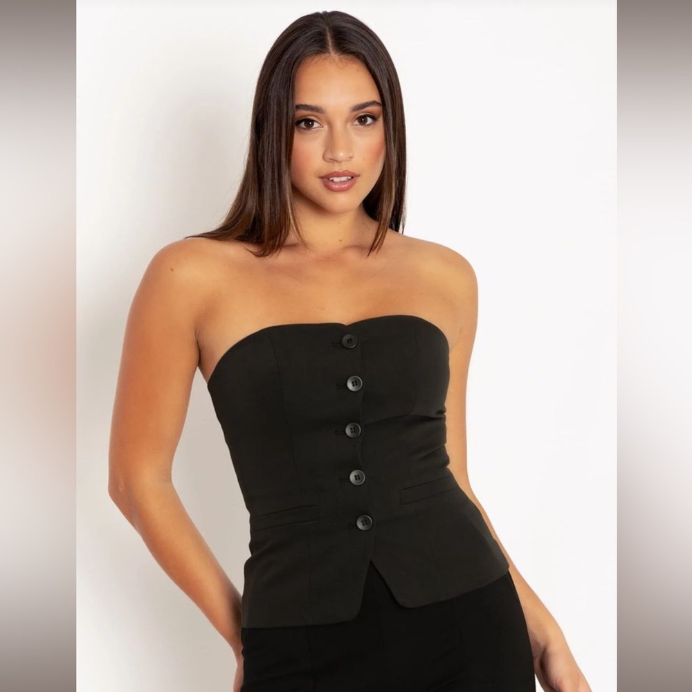 Black Strapless Waistcoat, Blackmilk Size 10